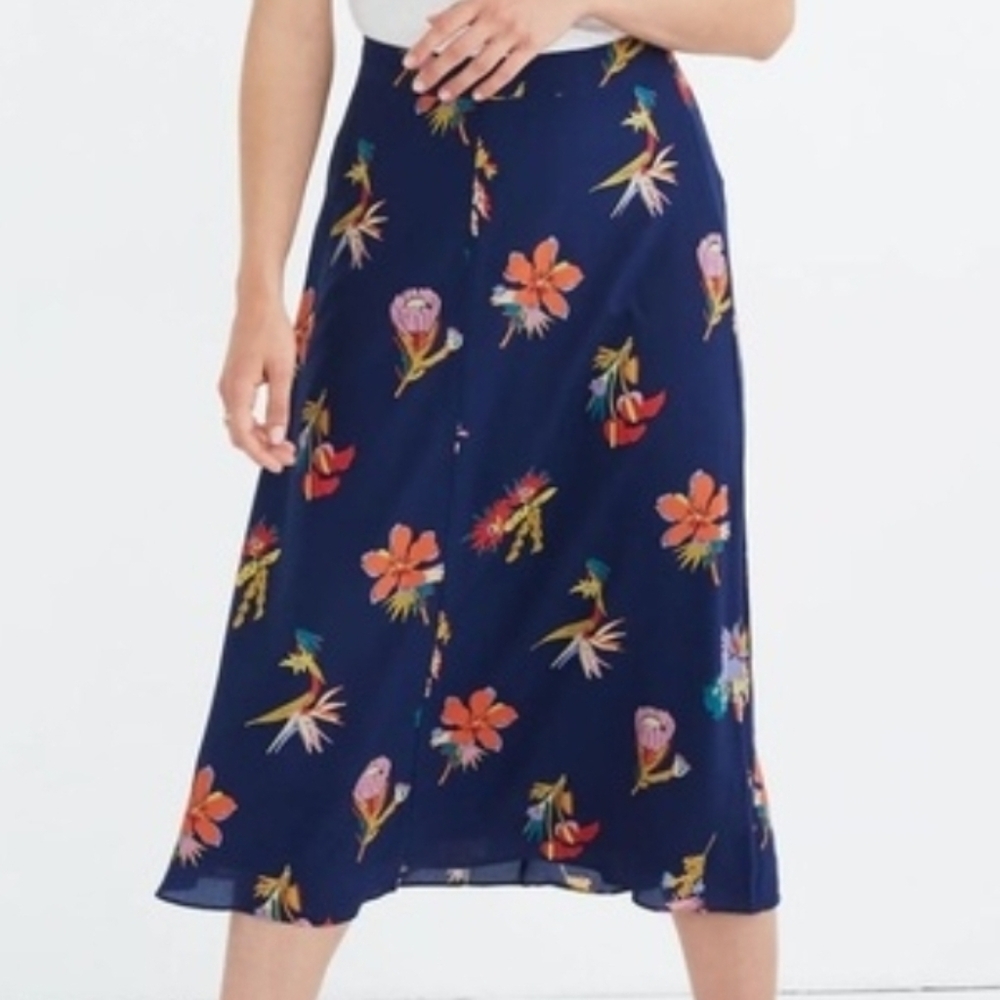 Madewell Sz 6 Navy Floral Skirt